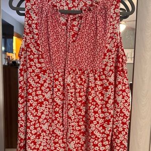 Floral Red Sleeveless Top